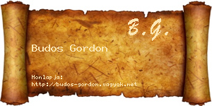Budos Gordon névjegykártya